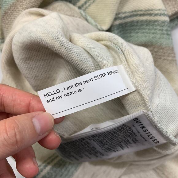 Quiksilver Sweatshirt Boys Youth XL Extra Large Cream Textured Hooded Striped - Picture 10 of 15